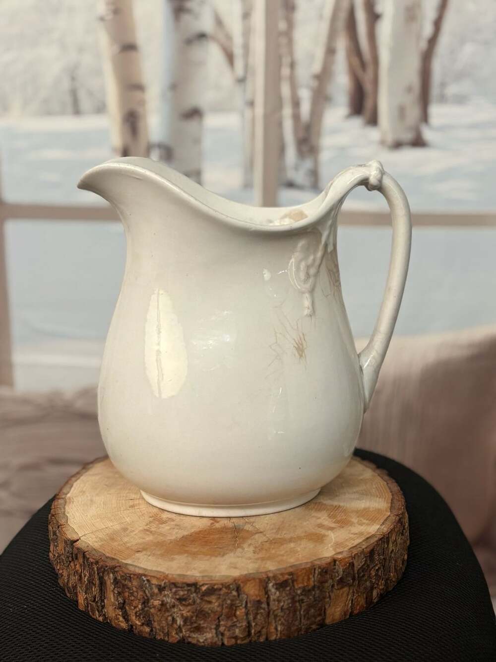 Antique White Ironstone Pitcher